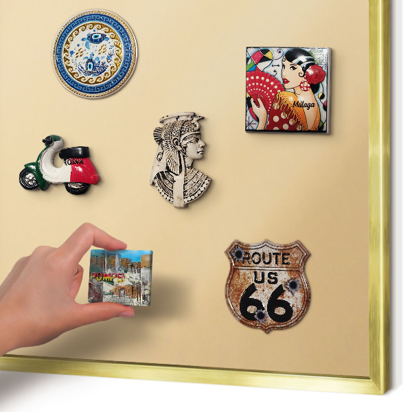 Magnetisch bord voor reismagneten met gouden lijst Romige Harmonie