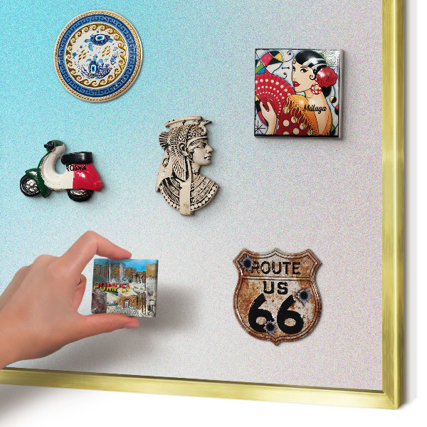 Metalen magneetbord met lijst in het goud Pastel abstractie