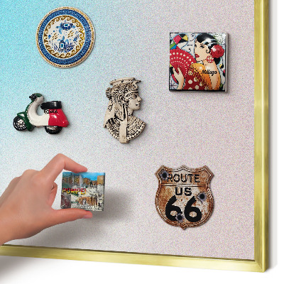 Metalen magneetbord met lijst in het goud Pastel abstractie