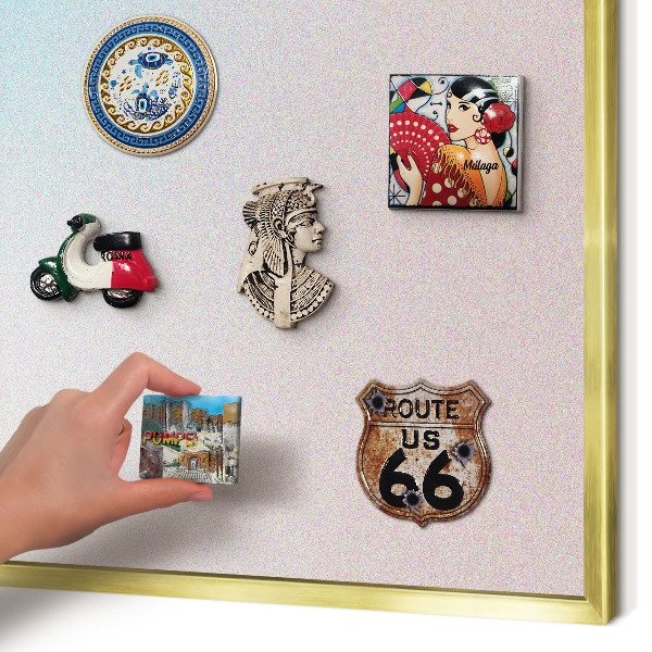 Metalen magneetbord met lijst in het goud Pastel abstractie