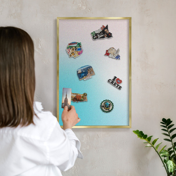 Metalen magneetbord met lijst in het goud Pastel abstractie