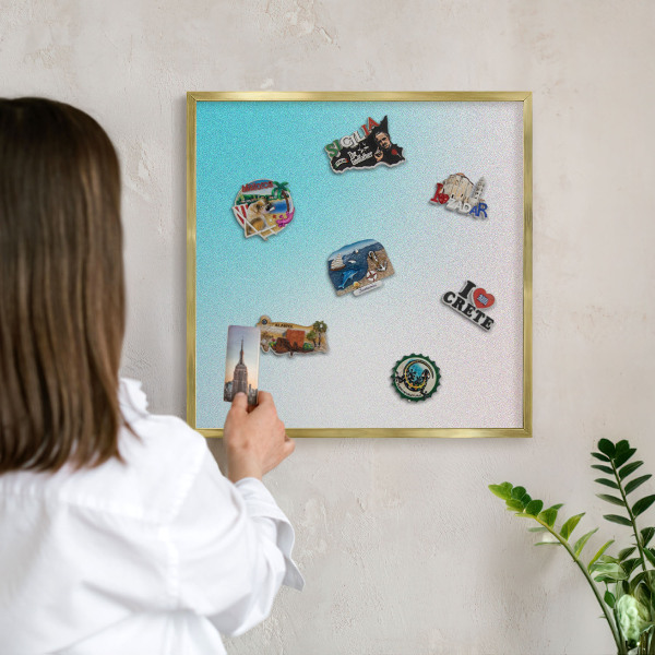 Metalen magneetbord met lijst in het goud Pastel abstractie