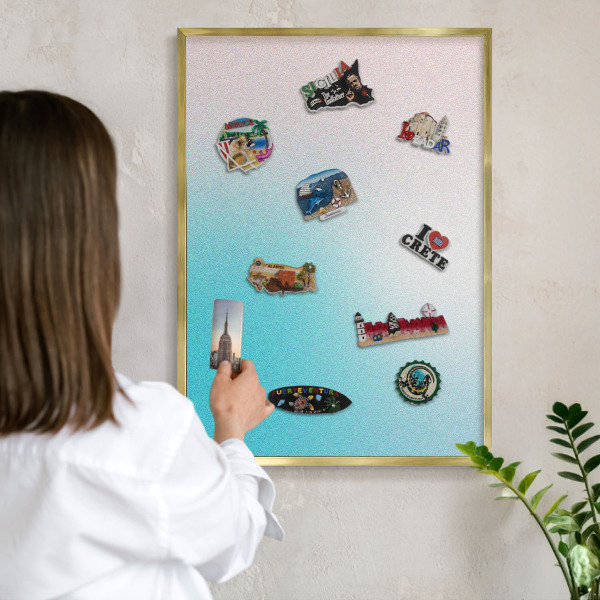 Metalen magneetbord met lijst in het goud Pastel abstractie