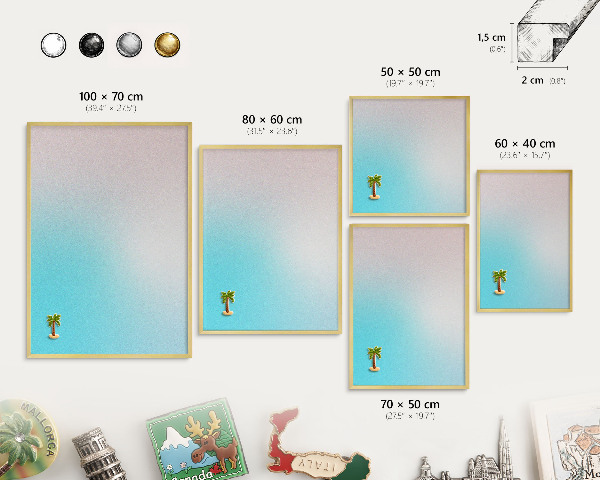 Metalen magneetbord met lijst in het goud Pastel abstractie