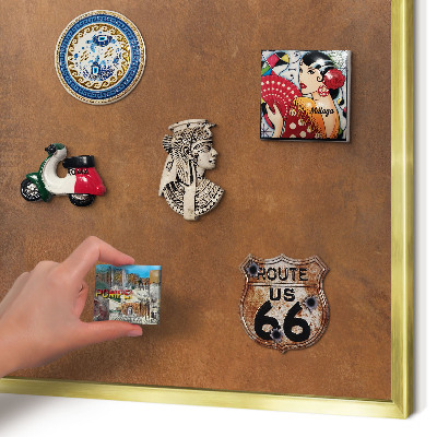 Magnetisch bord voor reismagneten met gouden lijst Bruine textuur