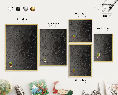 Metalen magneetbord met lijst in het goud Gestructureerd zwart