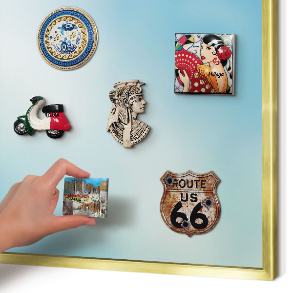 Magnetisch bord voor reismagneten met gouden lijst Blauwe lucht