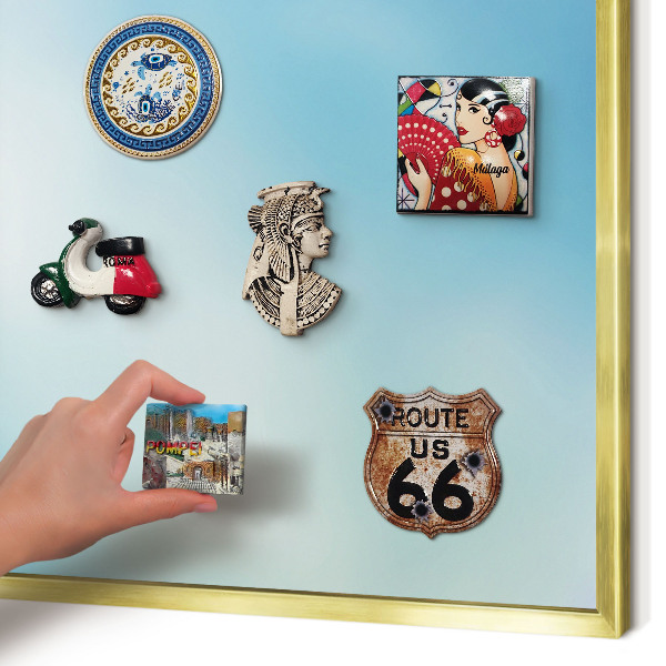 Magnetisch bord voor reismagneten met gouden lijst Blauwe lucht