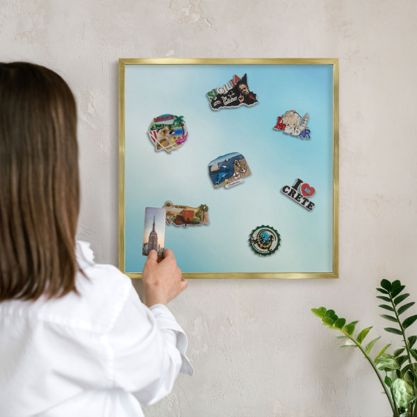 Magnetisch bord voor reismagneten met gouden lijst Blauwe lucht