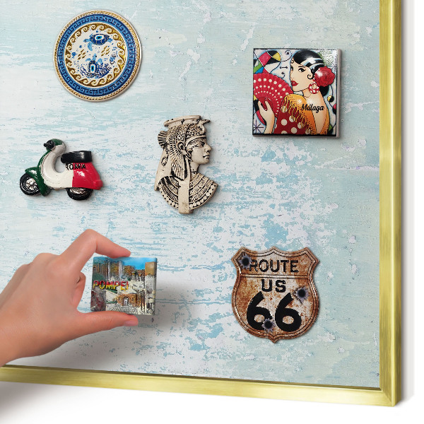 Metalen magneetbord met lijst in het goud Pastelkleurige schaafwonden