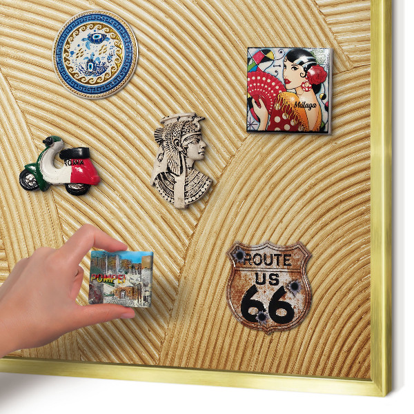Magnetisch bord voor reismagneten met gouden lijst Structurele lijnen