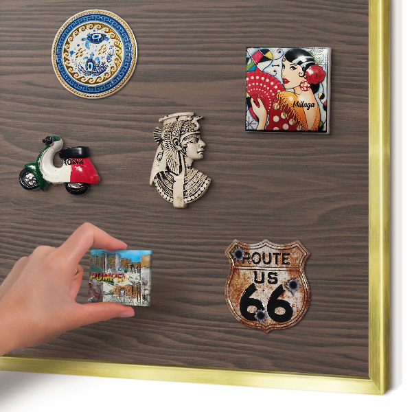 Magnetisch bord voor reismagneten met gouden lijst Natuurlijk hout