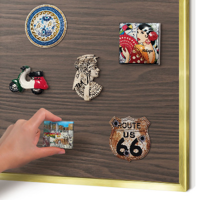 Magnetisch bord voor reismagneten met gouden lijst Natuurlijk hout