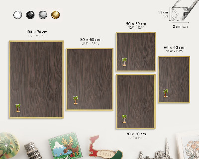Magnetisch bord voor reismagneten met gouden lijst Natuurlijk hout