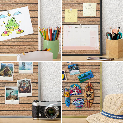 Metalen magneetbord met lijst in het goud Houten planken