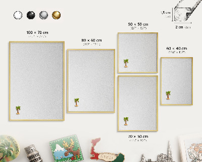 Magnetisch bord voor reismagneten met gouden lijst Witte textuur