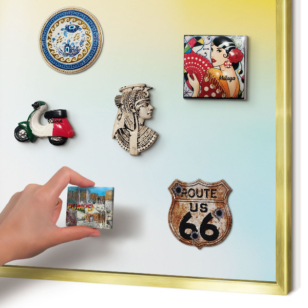 Magnetisch bord voor reismagneten met gouden lijst Pastel ontspanning