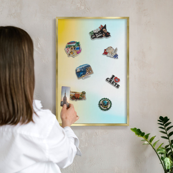 Magnetisch bord voor reismagneten met gouden lijst Pastel ontspanning
