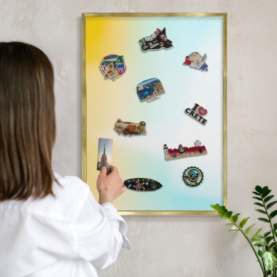 Magnetisch bord voor reismagneten met gouden lijst Pastel ontspanning
