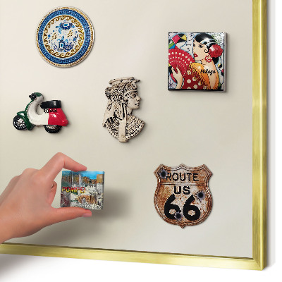 Magnetisch bord voor reismagneten met gouden lijst Misttoon