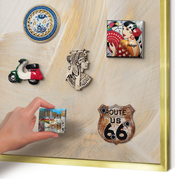 Magnetisch bord voor reismagneten met gouden lijst Elegante abstractie