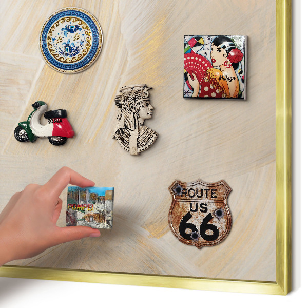Magnetisch bord voor reismagneten met gouden lijst Elegante abstractie