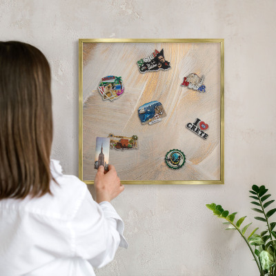 Magnetisch bord voor reismagneten met gouden lijst Elegante abstractie