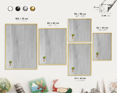 Metalen magneetbord met lijst in het goud Houten constructie