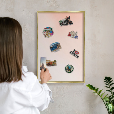 Metalen magneetbord met lijst in het goud Pastel Charm