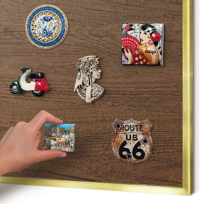 Magnetisch bord voor reismagneten met gouden lijst Houtstructuur