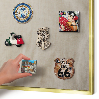 Metalen magneetbord met lijst in het goud Beige rustig