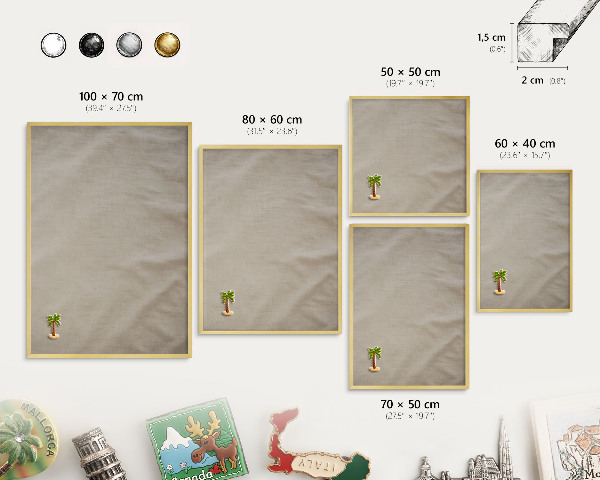 Metalen magneetbord met lijst in het goud Beige rustig