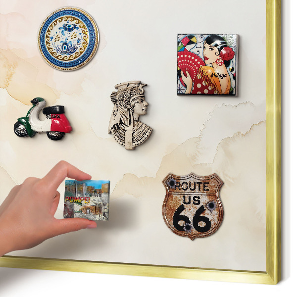 Metalen magneetbord met lijst in het goud Pastel vrede