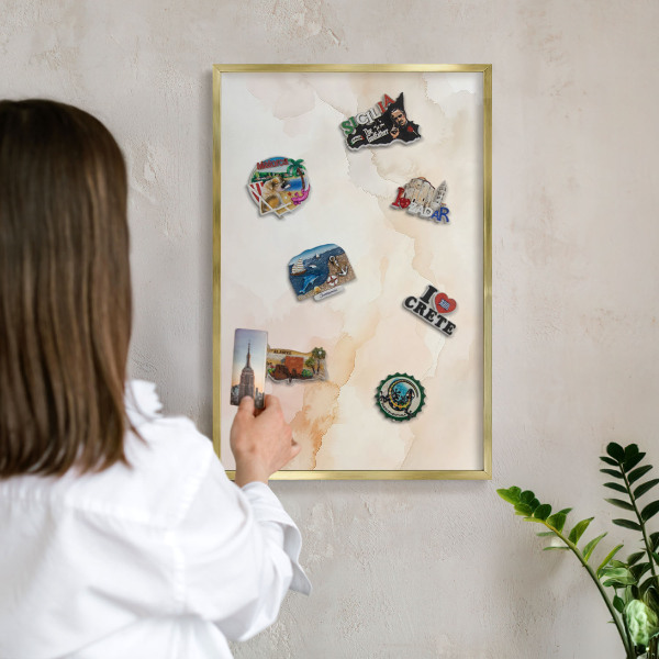 Metalen magneetbord met lijst in het goud Pastel vrede