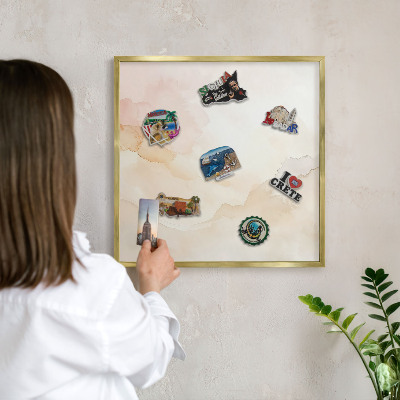 Metalen magneetbord met lijst in het goud Pastel vrede