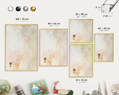 Metalen magneetbord met lijst in het goud Pastel vrede