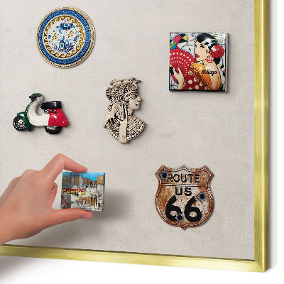 Magnetisch bord voor reismagneten met gouden lijst Grijze elegantie