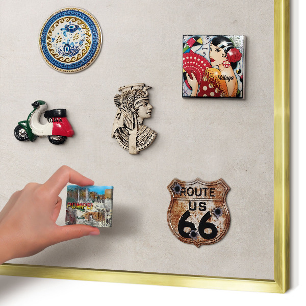Magnetisch bord voor reismagneten met gouden lijst Grijze elegantie