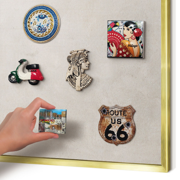 Magnetisch bord voor reismagneten met gouden lijst Grijze elegantie