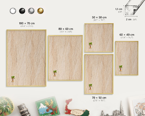 Metalen magneetbord met lijst in het goud Natuurlijke elegantie