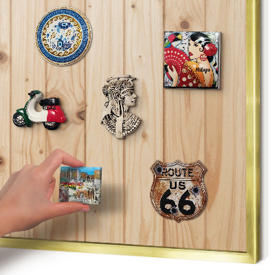 Metalen magneetbord met lijst in het goud Houten patroon