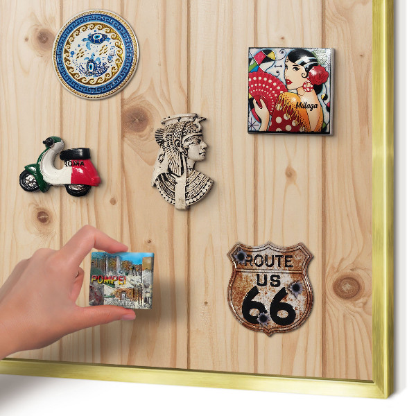 Metalen magneetbord met lijst in het goud Houten patroon