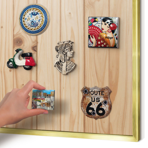 Metalen magneetbord met lijst in het goud Houten patroon