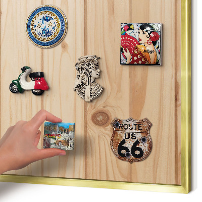 Metalen magneetbord met lijst in het goud Houten patroon
