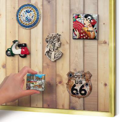 Magnetisch bord voor reismagneten met gouden lijst Houten planken