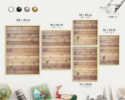 Magnetisch bord voor reismagneten met gouden lijst Houten planken