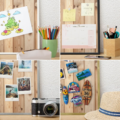 Metalen magneetbord met lijst in het goud Houten planken