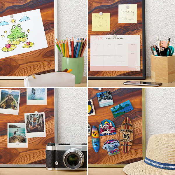 Magnetisch bord voor reismagneten met gouden lijst Houten ringen