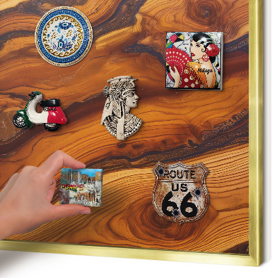 Magnetisch bord voor reismagneten met gouden lijst Houten ringen