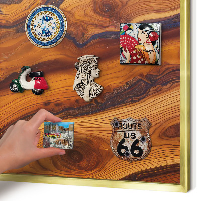 Magnetisch bord voor reismagneten met gouden lijst Houten ringen